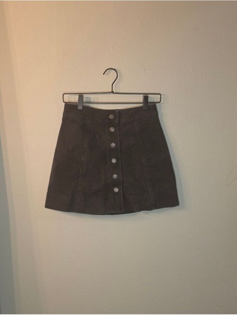 Madewell Black Denim Button Front A-Line Mini Skirt Women’s Size 2